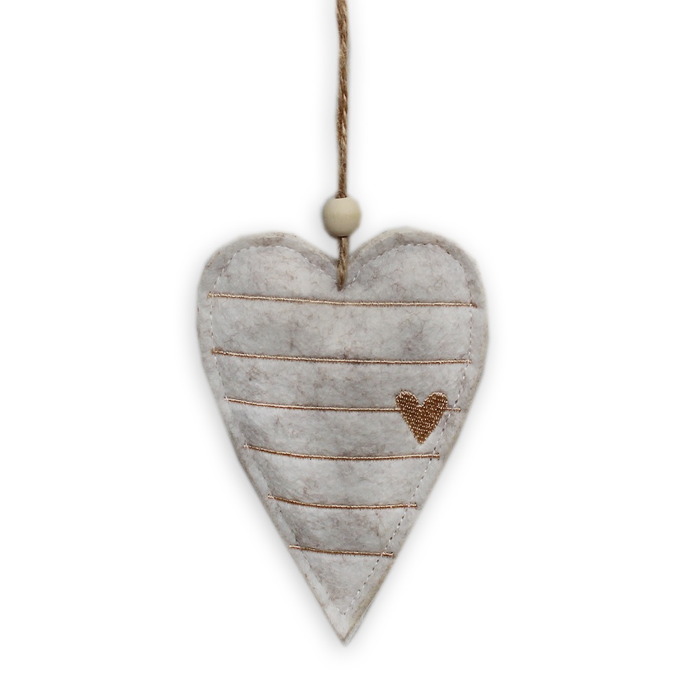 Srdce závěs filc krém